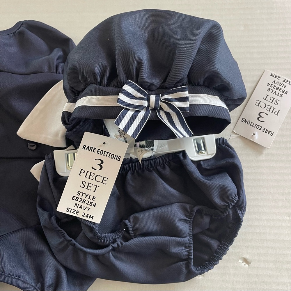 Baby 24 M Girls' Nautical Collar Dress, Panty and Hat, 3-Piece Set - Picture 6 of 9